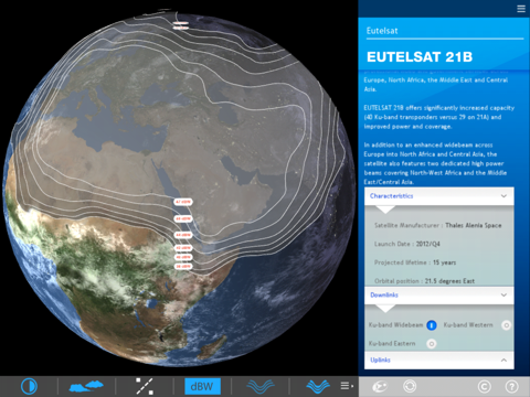 Eutelsat Satellite Coverage Zones screenshot 2