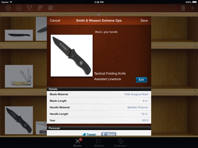 Knives and Swords Collector for iPad