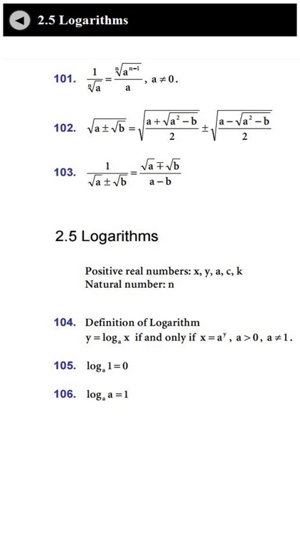 Math formulae handbook