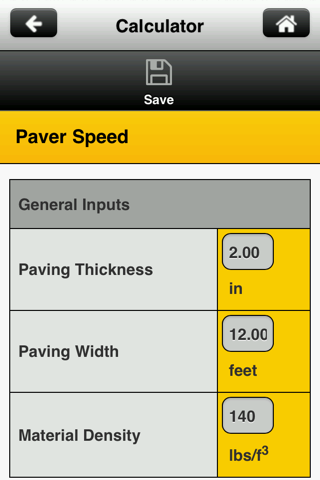 Caterpillar Paving Calculator - náhled