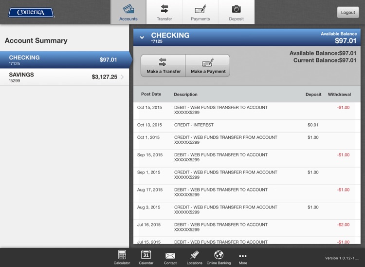 Comerica Mobile Banking®- iPad screenshot-3