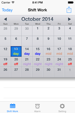 Shift worker's calendar Lite - náhled