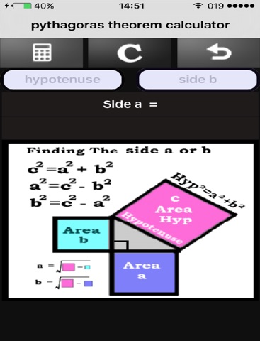 Pythagoras theorem calculator screenshot 2