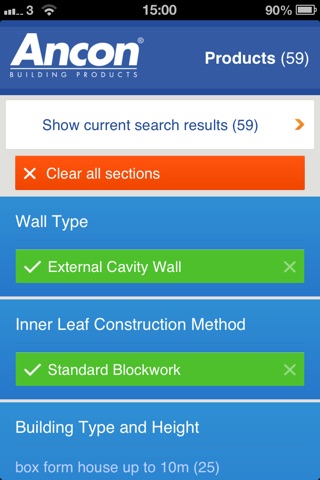 Ancon UK Wall Tie Product Selector screenshot 3