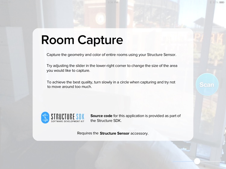 Room Capture - Structure Sensor Sample