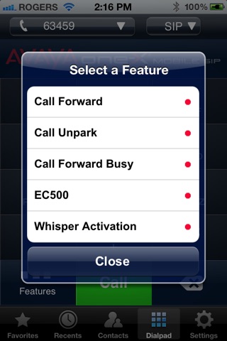 Avaya one-X® Mobile SIP 6.2 screenshot 3