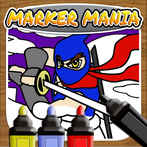 Marker Mania for Boys PRO: My Kids Doodle Ninja Hero Coloring Book Icon