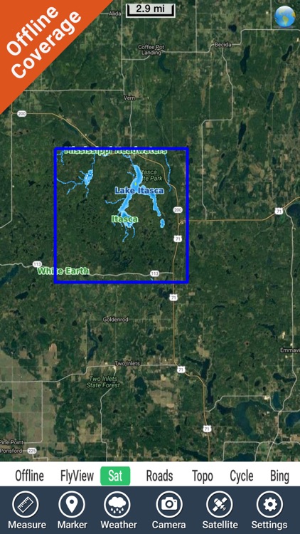Lake Itasca Minnesota HD GPS fishing map offline screenshot-4