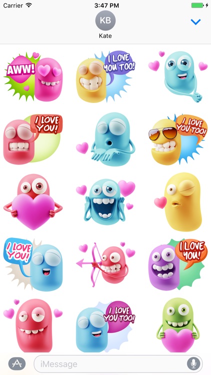 3D Love Colourful Stickers for iMessage