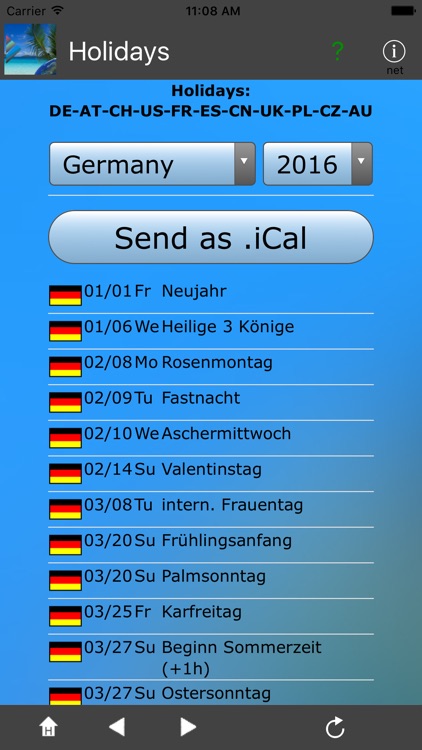 Holidays: D-A-CH-US-FR-ES-CN-UK-PL-CZ