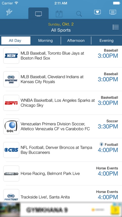 US Live Sport TV Listings