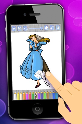 Paint Cinderella drawing in princess coloring book screenshot 2