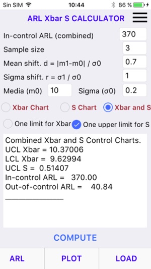 Calculator Xbar and S Control Charts