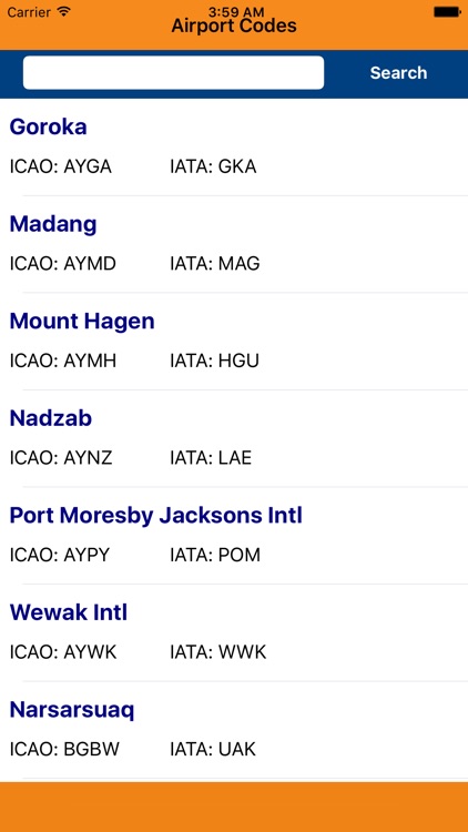 Airport ICAO/IATA Codes