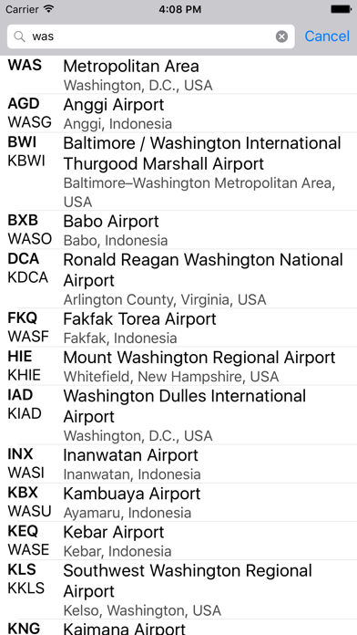 Airport Codes Screenshot 2