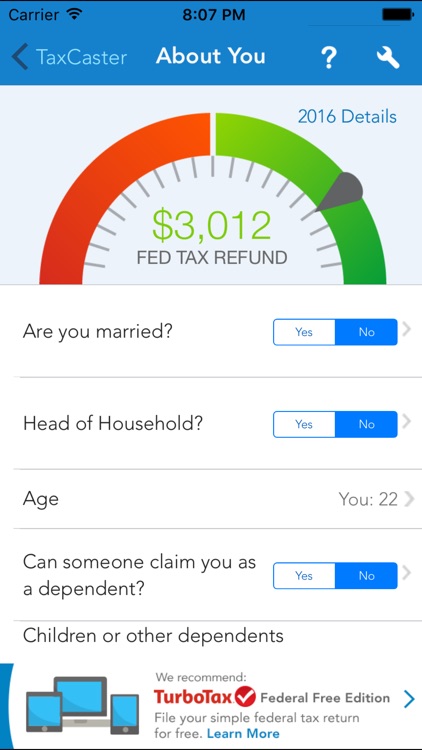 TaxCaster – Free tax refund calculator