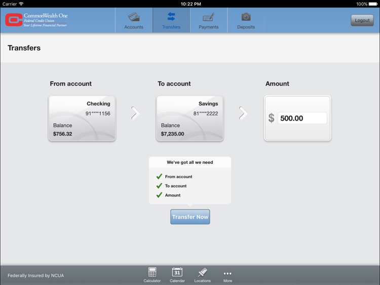 CommonWealth One Federal Credit Union for iPad screenshot-3