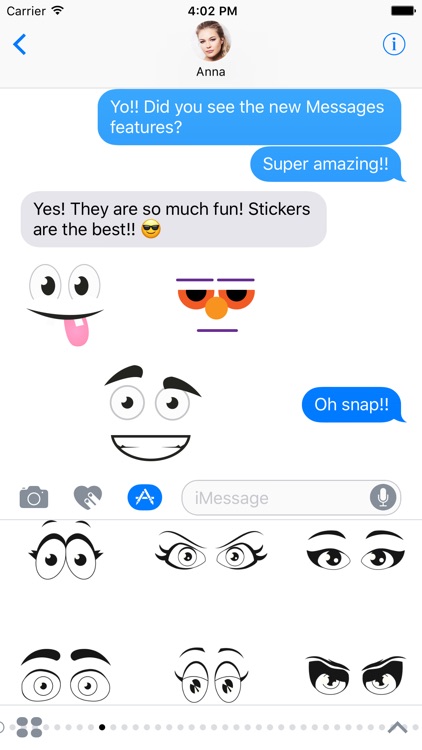 Cartoon Moods: Cool faces and eyes stickers