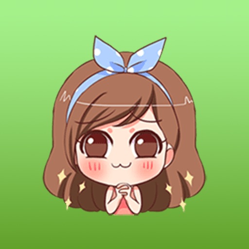 The Cute Blue Hair Bow Girl Stickers icon