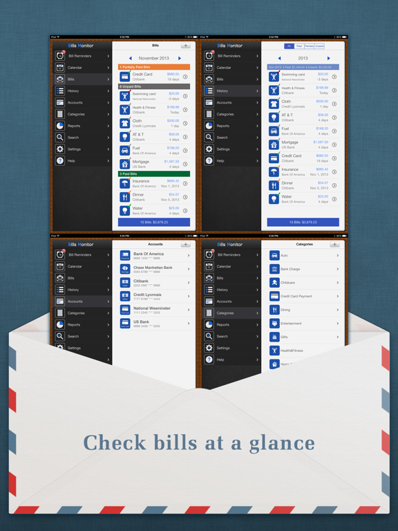 Bills Monitor for iPad - Bill Manager & Reminder screenshot