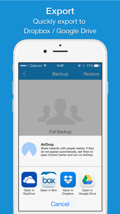 Easy Backup Pro - My Contacts Backup Assistant for iCloud, Google, Gmail & Yahoo Contacts Screenshot 3