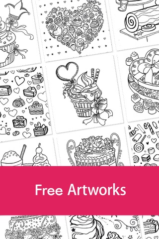 Free Fun Adult Coloring Book - FOOD: Coloring Book for Adults & Stress Relieving Color Therapy screenshot 3