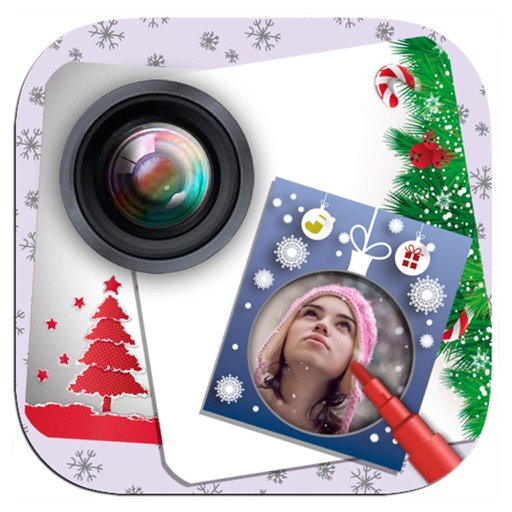 Snowy photo collage with creative frames