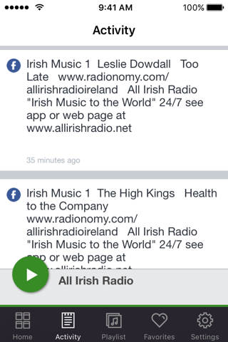 Скриншот из All Irish Radio