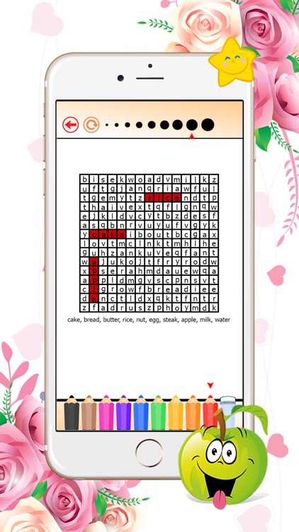 Crossword Puzzle Food: Word Search in the letters table