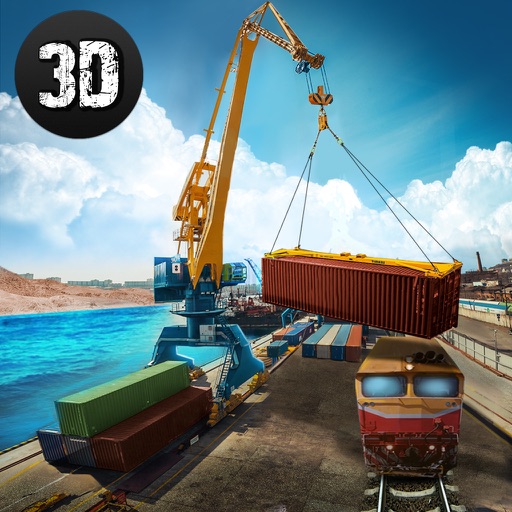 Cargo Crane and Train Delivery Full icon