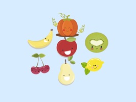 "Happy Fruit - Fx Sticker" - This is a collection with images of fruit is the cheerful face