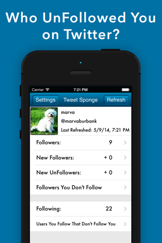 Tweet Sponge - UnFollow Stats - náhled