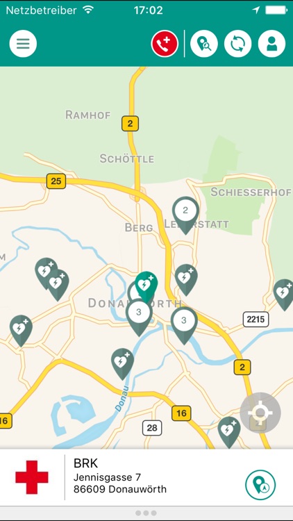 Rot Kreuz Defi und Notruf App