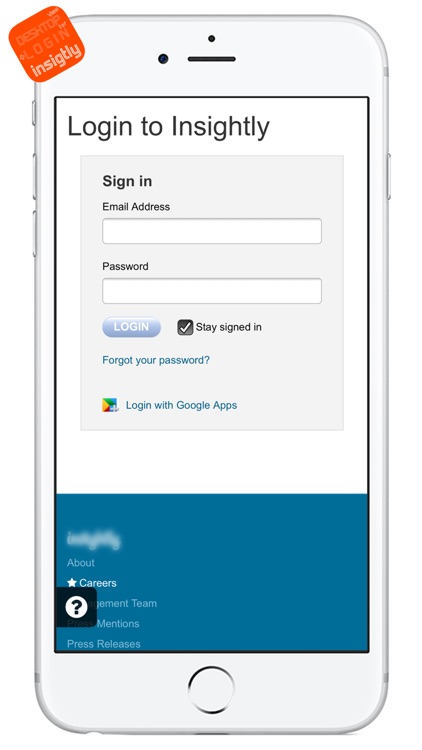 DESKTOP VIEW + LOGIN for insightly