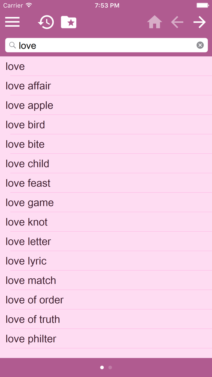 Love order. Multilingual Dictionary.