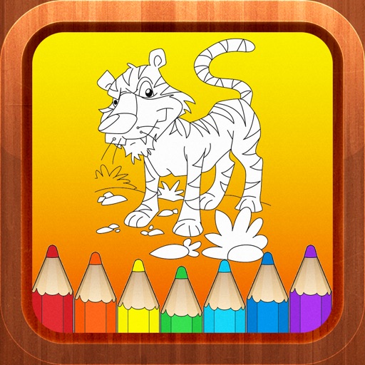 Tiger Panther Cartoon Toddlers Kids Coloring Books Icon