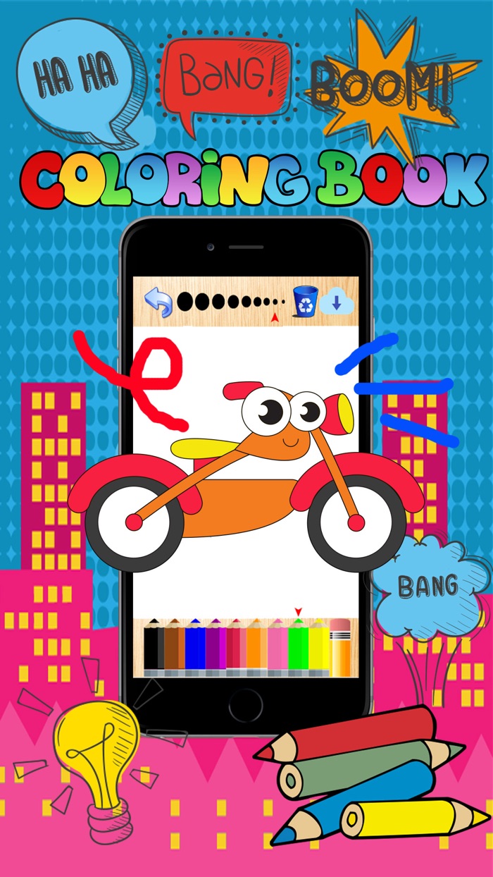 Vehicle coloring book free crayon game for toddler