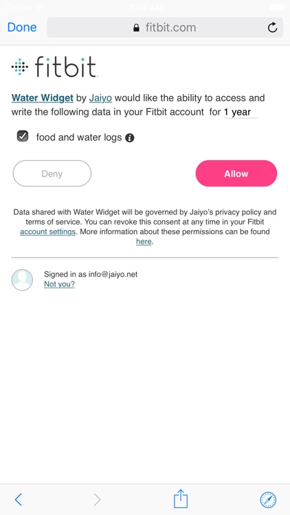 Water Widget for Fitbit
