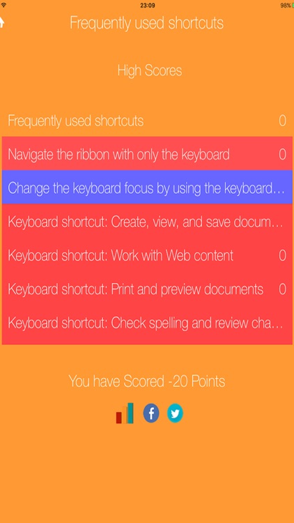 Quiz Shortcuts for MS Word 2016