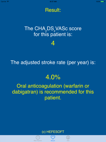 Birmingham CHA2DS2-VASc Score Calculator screenshot 2