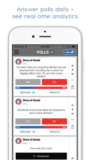 Show of Hands: Ask & Answer Polls, Politics & More(圖1)-速報App