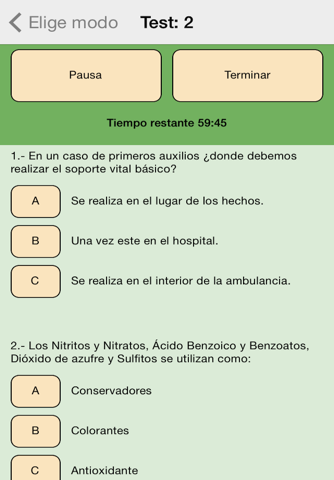 Manipulador de Alimentos Test screenshot 3