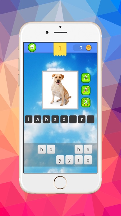 Dog images compare word guessing exercise quiz