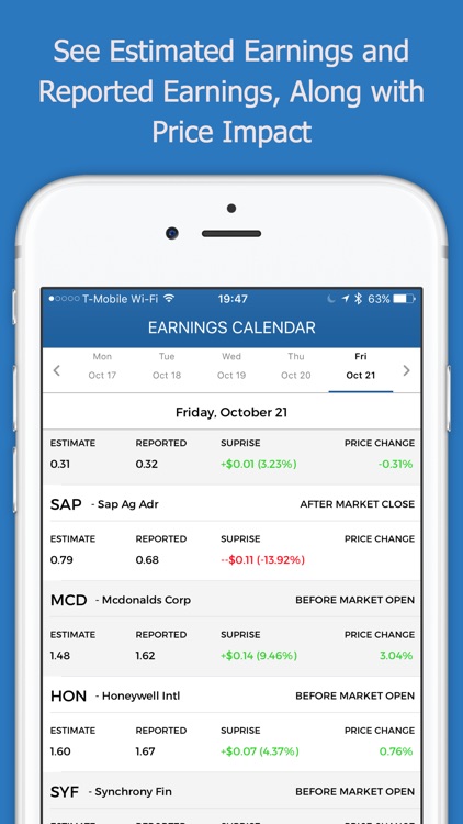 Stock Earnings Calendar with Conference Calls