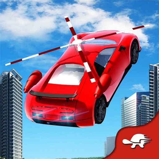 Flying Helicopter Car: Futuristic Autopilot Flight Icon