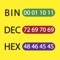 Bin Dec Hex Converter with Calculator allows you to effortlessly convert between Binary, Decimal, Hexadecimal and Text entries