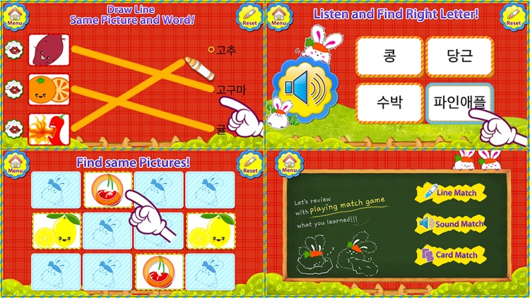 POPOYA Korean Fruits Vegetables Flashcards