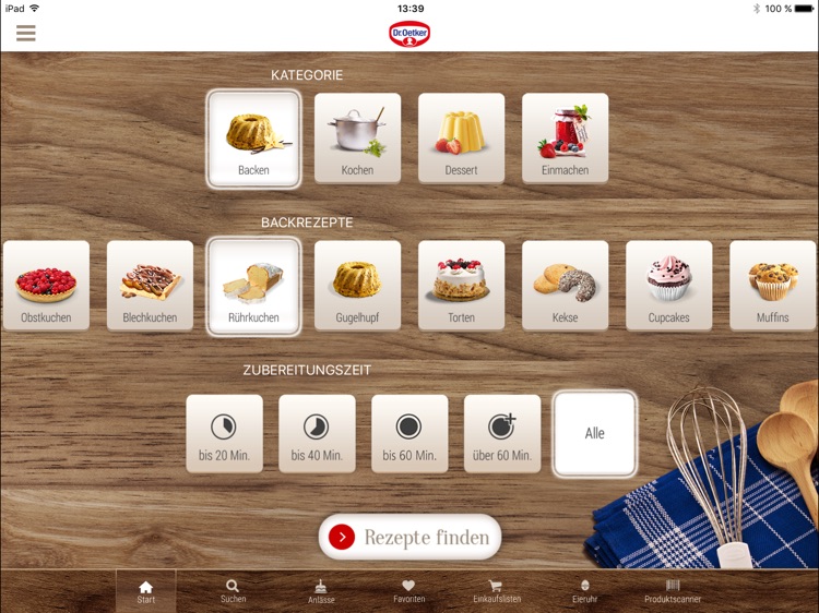 Dr. Oetker Rezeptideen - Tablet Version