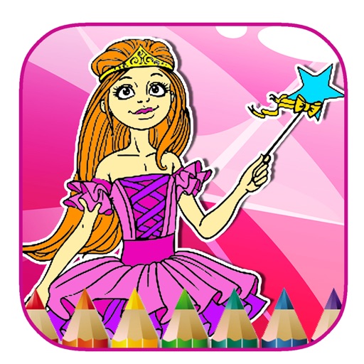 Coloring Page Princess Fairy Beautiful Game Free Icon