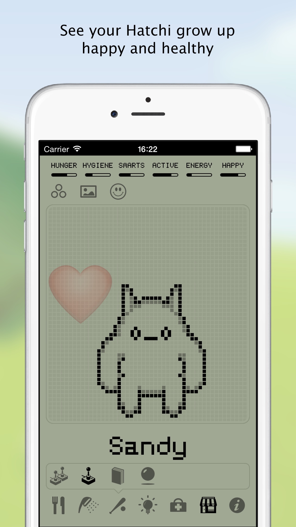 Screenshot do app Hatchi - A retro virtual pet